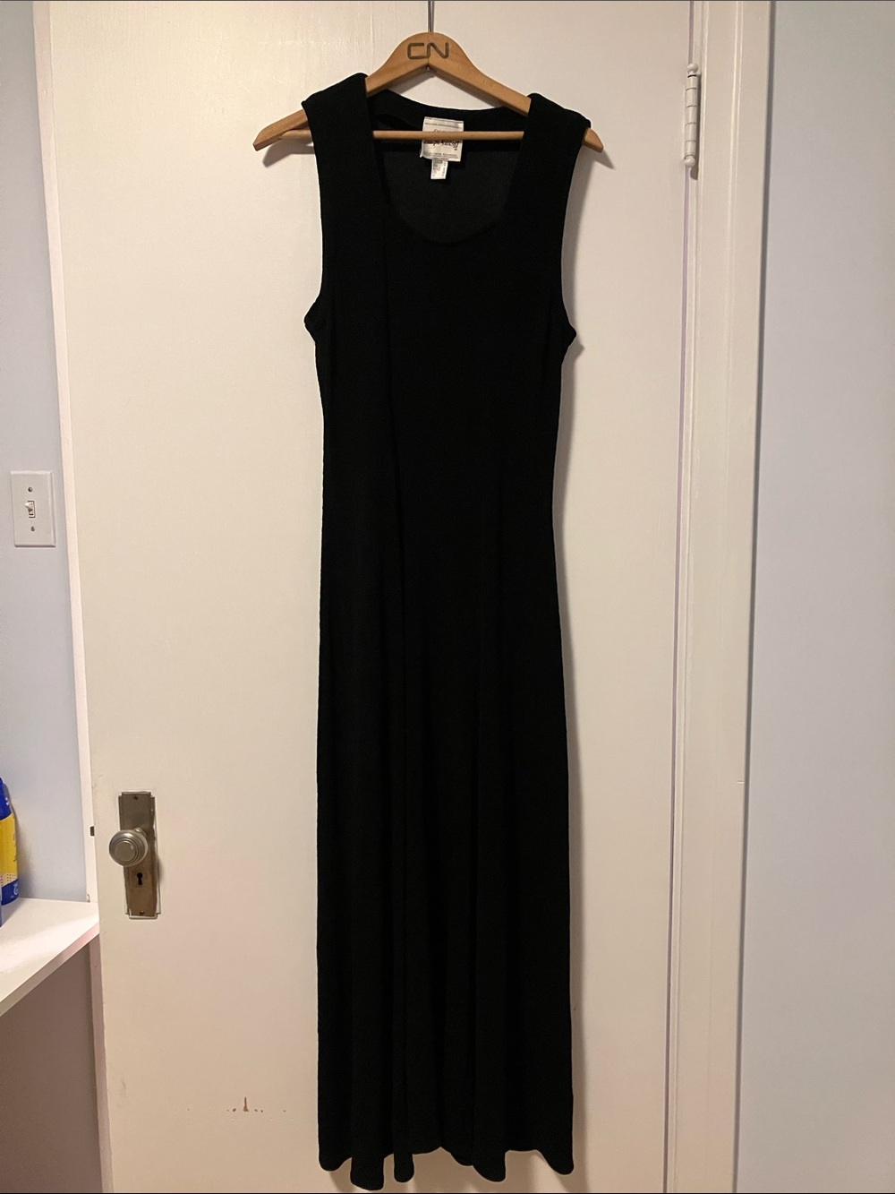 Joseph Ribkoff Vintage Black Sleeveless Maxi Double Front Slit Dress